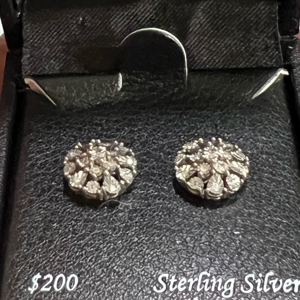 Elegant Diamond and Silver Stud Earrings